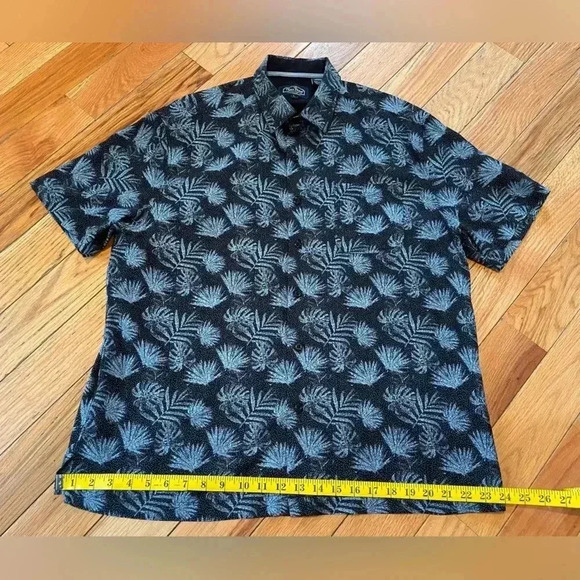 Nat Nast Blue Silk Blend Button Up Short Sleeve Palm Hawaiian Shirt Men’s Size L - Picture 10 of 12